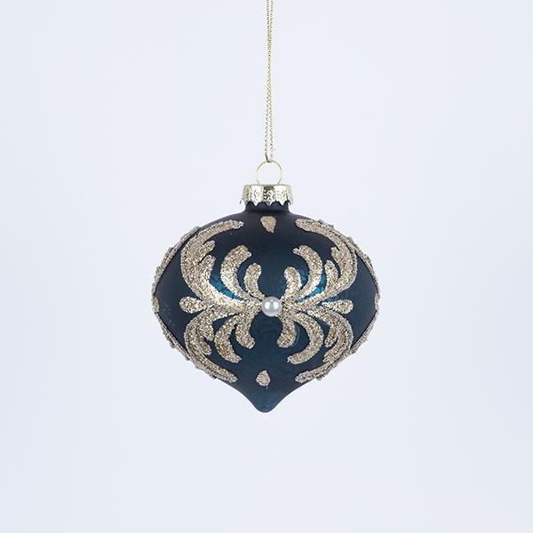 ΓΥΑΛΙΝΗ ΜΠΑΛΑ, ΜΠΛΕ, ΜΕ ΧΡΥΣΑ ΣΧΕΔΙΑ, ΣΕΤ 4ΤΜΧ, 8cm (600-42870)