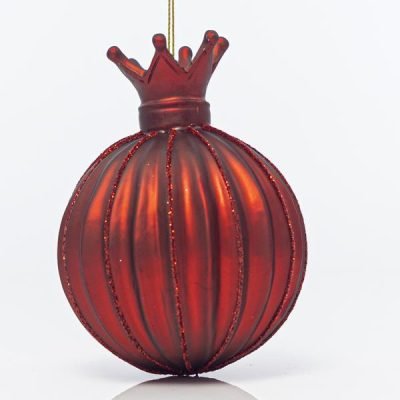 ΓΥΑΛΙΝΗ ΜΠΑΛΑ ΚΟΚΚΙΝΗ, ΜΕ ΚΟΡΩΝΑ, ΣΕΤ 2ΤΜΧ, 8cm (600-42465)