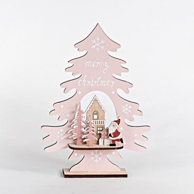 ΞΥΛΙΝΟ ΕΠΙΤΡΑΠΕΖΙΟ ΔΙΑΚΟΣΜΗΤΙΚΟ, ΡΟΖ, ΜΕ ΔΕΝΤΡΑΚΙ ΚΑΙ ΑΓΙΟ ΒΑΣΙΛΗ, 21x5x29,5cm (600-45226)