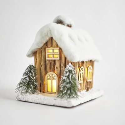 ΣΠΙΤΑΚΙ ΦΩΤΙΖΟΜΕΝΟ, ΜΕ ΔΥΟ ΔΕΝΤΡΑΚΙΑ, ΜΠΑΤΑΡΙΑΣ, 21x14x19cm (600-43993)