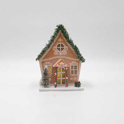 ΧΑΡΤΙΝΟ ΣΠΙΤΑΚΙ, ΚΑΦΕ, ΦΩΤΙΖΟΜΕΝΟ, 12.5×10.5x16cm (600-47747)