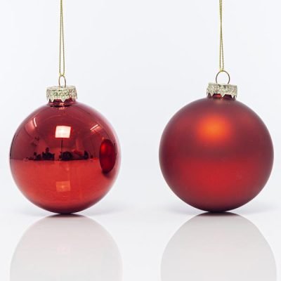 ΓΥΑΛΙΝΗ ΜΠΑΛΑ, ΚΟΚΚΙΝΗ, ΜΑΤ ΚΑΙ ΓΥΑΛΙΣΤΕΡΗ, ΣΕΤ 4 ΤΜΧ, 8cm (600-42392)