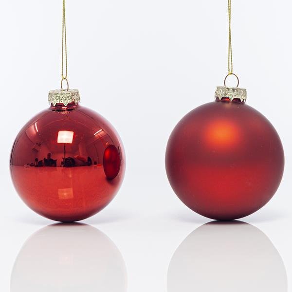 ΓΥΑΛΙΝΗ ΜΠΑΛΑ, ΚΟΚΚΙΝΗ, ΜΑΤ ΚΑΙ ΓΥΑΛΙΣΤΕΡΗ, ΣΕΤ 4 ΤΜΧ, 8cm (600-42392)