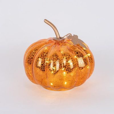 ΓΥΑΛΙΝΗ ΦΩΤΙΖΟΜΕΝΗ ΚΟΛΟΚΥΘΑ, ΧΑΛΚΙΝΗ, 16cm (600-44332)