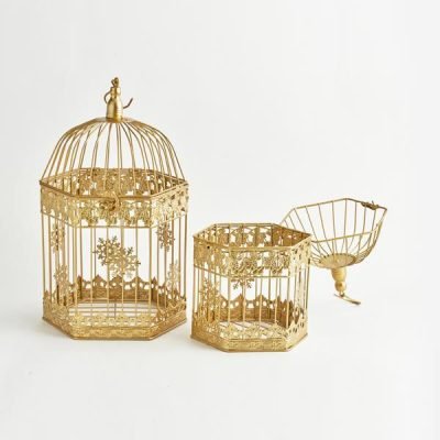 ΚΛΟΥΒΙ, ΜΕΤΑΛΛΙΚΟ, ΕΞΑΓΩΝΟ, ΧΡΥΣΟ, ΣΕΤ 2 ΤΜΧ, 26x23x43cm ΚΑΙ 20x18x34cm (600-44155)