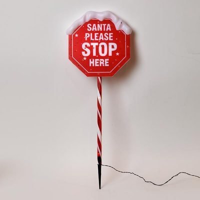 ΠΛΑΣΤΙΚΗ ΠΙΝΑΚΙΔΑ ΑΓΙΟΣ ΒΑΣΙΛΗΣ STOP 81cm, Φ31cm, ΗΛΙΑΚΟ ΣΥΛΛΕΚΤΗ ΜΕ ΑΙΣΘΗΤΗΡΑ ΦΩΤΟΣ, 34 ΘΕΡΜΑ ΛΕΥΚΑ LED, ΠΡΟΕΚΤΑΣΗ ΠΑΡΟΧΗΣ 1m, IP44 (600-04650)