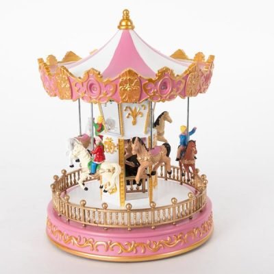 ΚΑΡΟΥΖΕΛ ΜΕ ΖΩΑΚΙΑ, ΡΟΖ, ΜΕ ΜΕΤΑΣΧΗΜΑΤΙΣΤΗ, ΜΕ ΜΟΥΣΙΚΗ ΚΑΙ ΚΙΝΗΣΗ, 18.2×18.2×23,5cm (600-46321)