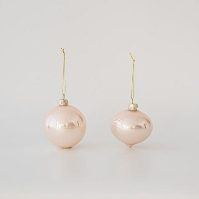 ΓΥΑΛΙΝΗ ΜΠΑΛΑ, ΡΟΖ, ΠΕΡΛΕ, 2 ΣΧΗΜΑΤΑ, ΣΕΤ 4ΤΜΧ, 8cm (600-45735)