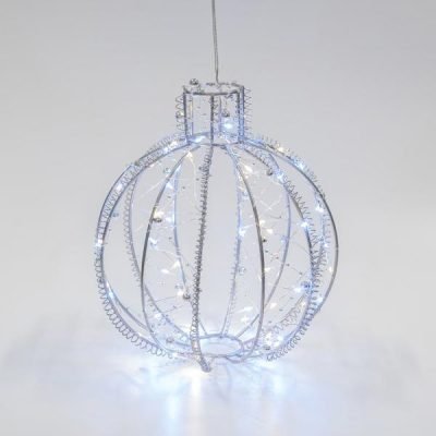 ΜΕΤΑΛΛΙΚΗ ΜΠΑΛΑ, 20 ΘΕΡΜΑ ΚΑΙ 20 ΛΕΥΚΑ LED, 500cm ΠΡΟΕΚΤΑΣΗ ΠΑΡΟΧΗΣ, 20x22cm, IP44 (600-45720)