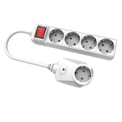 ΠΟΛΥΠΡΙΖΟ ΥΠΕΡΤΑΣΗΣ 4+1 ΘΕΣΕΩΝ ΜΕ ΚΑΛΩΔΙΟ ΚΑΙ ΔΙΑΚΟΠΤΗ 1,5m, 3X1,5mm, ΜΕ ΠΡΟΣΤΑΣΙΑ ΕΠΑΦΩΝ ΛΕΥΚΟ (147-62141)