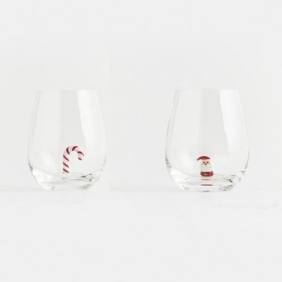 ΓΥΑΛΙΝΟ ΠΟΤΗΡΙ, ΜΕ ΓΛΕΙΦΙΤΖΟΥΡΙ ΚΑΙ ΧΙΟΝΑΝΘΡΩΠΟ ΣΤΟ ΕΣΩΤΕΡΙΚΟ, ΣΕΤ 2 ΤΜΧ, (600-44333)