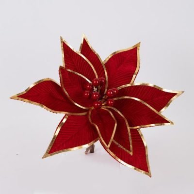 ΒΕΛΟΥΔΙΝΟ ΛΟΥΛΟΥΔΙ, ΚΟΚΚΙΝΟ, ΜΕ ΧΡΥΣΕΣ ΛΕΠΤΟΜΕΡΕΙΕΣ ΣΤΑ ΠΕΤΑΛΑ, 34cm (600-46165)