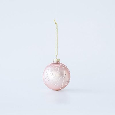 ΓΥΑΛΙΝΗ ΜΠΑΛΑ, ΡΟΖ ΜΕ ΛΕΥΚΑ ΣΧΕΔΙΑ, ΣΕΤ 4ΤΜΧ, 10cm (600-45754)