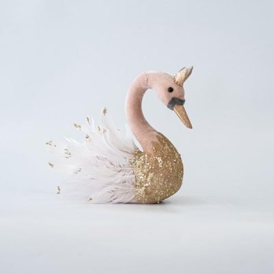 ΒΕΛΟΥΔΙΝΟΣ ΚΥΚΝΟΣ, ΣΟΜΟΝ, ΜΕ ΧΡΥΣΟ ΓΚΛΙΤΕΡ, 23x14x28cm (600-45590)