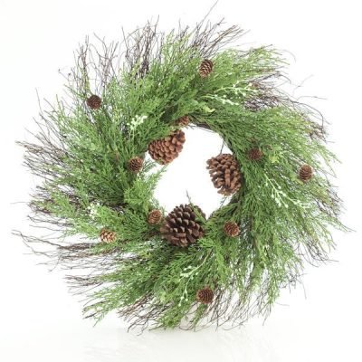 ΣΤΕΦΑΝΙ ΜΕ ΠΕΥΚΟΒΕΛΟΝΑ ΚΑΙ ΚΟΥΚΟΥΝΑΡΕΣ, 71cm (600-30217)