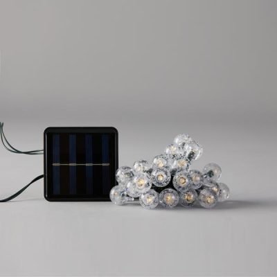 ΣΕΙΡΑ, 80 LED 5mm, ΑΚΡΥΛΙΚΕΣ ΜΠΑΛΕΣ 1.8cm, ΗΛΙΑΚΟ ΣΥΛΛΕΚΤΗ ΜΕ ΑΙΣΘΗΤΗΡΑ ΦΩΤΟΣ, 8 ΠΡΟΓΡΑΜΜΑTA, ΠΡΑΣΙΝΟ PVC ΚΑΛΩΔΙΟ, ΘΕΡΜΟ ΛΕΥΚΟ LED ΑΝΑ 10cm, ΠΡΟΕΚΤΑΣΗ ΠΑΡΟΧΗΣ 1m, ΙΡ44 (600-04850)