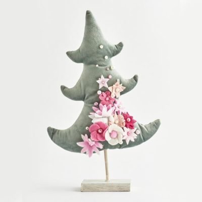 ΒΕΛΟΥΔΙΝΟ ΔΕΝΤΡΑΚΙ, ΠΡΑΣΙΝΟ ΜΕ ΡΟΖ ΛΟΥΛΟΥΔΙΑ, 22.5x35cm (600-44483)