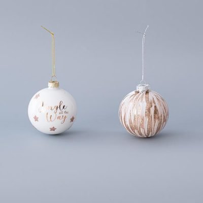 ΓΥΑΛΙΝΗ ΜΠΑΛΑ, ΛΕΥΚΗ ΚΑΙ ΣΑΜΠΑΝΙ, 2 ΣΧΕΔΙΑ, ΣΕΤ 4ΤΜΧ, 8cm (600-45048)