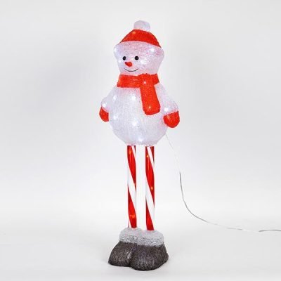 ΑΚΡΥΛΙΚΟΣ ΧΙΟΝΑΝΘΡΩΠΟΣ ΜΕ ΠΟΔΙΑ CANDY, 3,5V ΜΕΤΑΣΧΗΜΑΤΙΣΤΗ, 35 ΛΕΥΚΑ LED, ΠΡΟΕΚΤΑΣΗ ΠΑΡΟΧΗΣ 5m, 25x18x67cm, IP44 (600-40885)