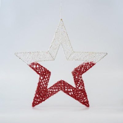 ΑΣΤΕΡΙ ΚΡΕΜΑΣΤΟ, ΠΛΕΓΜΑ, ΛΕΥΚΟ-ΚΟΚΚΙΝΟ, 45cm (600-45634)