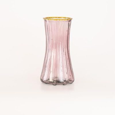 ΓΥΑΛΙΝΟ ΒΑΖΟ, ΜΕ ΑΝΑΓΛΥΦΕΣ ΓΡΑΜΜΕΣ, ΜΩΒ, 10,3×12,4x24cm (600-45437)