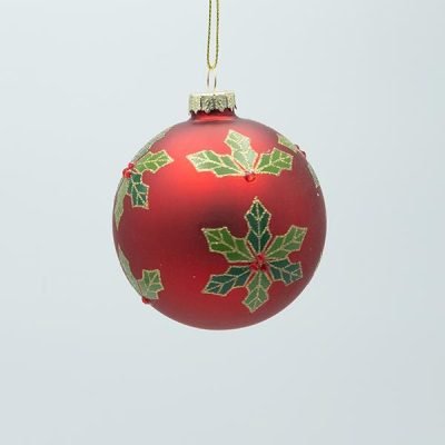 ΓΥΑΛΙΝΗ ΜΠΑΛΑ, ΚΟΚΚΙΝΗ ΜΑΤ ΜΕ ΓΚΙ, ΣΕΤ 4ΤΜΧ, 8cm (600-47455)