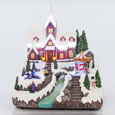 ΧΡΙΣΤΟΥΓΕΝΝΙΑΤΙΚΟ ΧΩΡΙΟ, ΜΕ ΚΑΡΟΥΖΕΛ, ΜΟΥΣΙΚΗ ΚΑΙ ΚΙΝΗΣΗ, 33x38x44cm (600-43418)