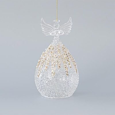 ΓΥΑΛΙΝΟ ΣΤΟΛΙΔΙ, ΑΓΓΕΛΟΣ, ΔΙΑΦΑΝΟ ΜΕ ΧΡΥΣΟ GLITTER, ΣΕΤ 2ΤΜΧ, 9,5×17,5cm (600-45134)