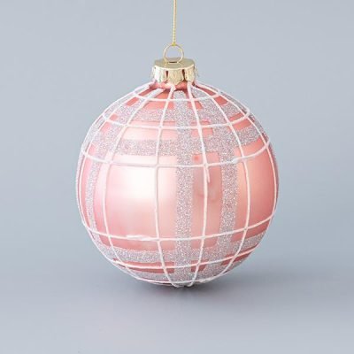 ΓΥΑΛΙΝΗ ΜΠΑΛΑ, ΡΟΖ ΜΑΤ, ΜΕ ΑΣΗΜΙ GLITTER, ΣΕΤ 4ΤΜΧ, 10cm (600-45077)