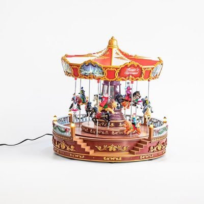 ΚΑΡΟΥΖΕΛ ΚΟΚΚΙΝΟ ΖΩΑΚΙΑ, 28 LED, ΜΕ ΚΙΝΗΣΗ ΚΑΙ ΜΟΥΣΙΚΗ, ME ΜΕΤΑΣΧΗΜΑΤΙΣΤΗ, 30.5x31cm (600-44961)