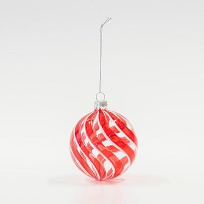 ΓΥΑΛΙΝΗ ΜΠΑΛΑ, ΔΙΑΦΑΝΗ, ΜΕ ΚΟΚΚΙΝΕΣ ΚΑΙ ΛΕΥΚΕΣ ΓΡΑΜΜΕΣ, ΣΕΤ 4ΤΜΧ, 8cm (600-45731)