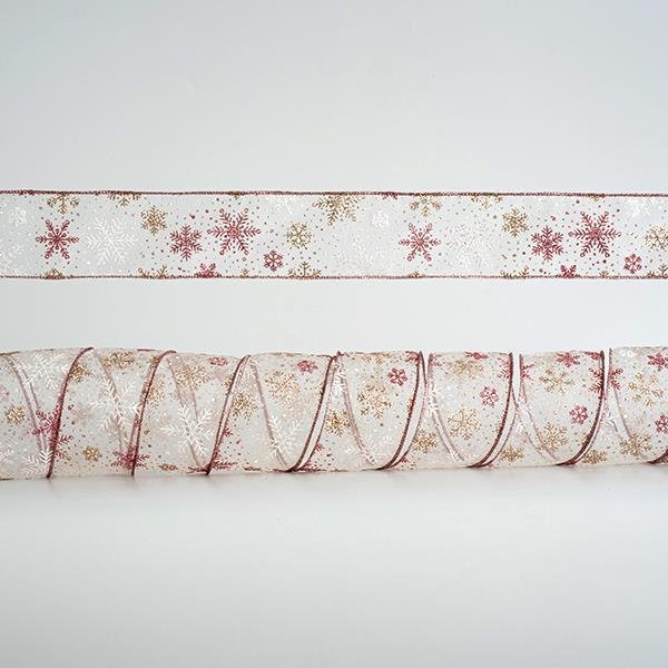 ΚΟΡΔΕΛΑ ΔΙΑΦΑΝΗ ΜΕ ΑΣΗΜΙ ΚΑΙ ΡΟΖ ΧΙΟΝΟΝΙΦΑΔΕΣ, 6,35cm, 10Y (600-44972)