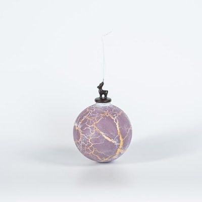 ΓΥΑΛΙΝΗ ΜΠΑΛΑ, ΣΑΠΙΟ ΜΗΛΟ ΜΕ ΧΡΥΣΟ, ΜΕ ΠΟΡΣΕΛΑΝΙΝΟ ΤΑΡΑΝΔΟ, 1ΤΜΧ, 10cm (600-44859)