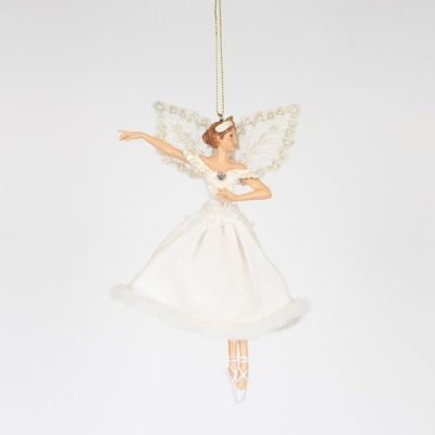 ΝΕΡΑΙΔΑ ΜΕ ΛΕΥΚΗ ΓΟΥΝΙΝΗ ΦΟΥΣΤΑ, ΠΙΡΟΥΕΤΑ, 15.5cm (600-46469)