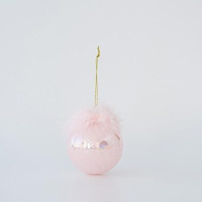 ΓΥΑΛΙΝΗ ΜΠΑΛΑ, ΡΟΖ ΙΡΙΔΙΖΟΥΣΑ, ΜΕ ΠΟΥΠΟΥΛΑ, ΣΕΤ 4ΤΜΧ, 10cm (600-45788)