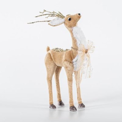 ΒΕΛΟΥΔΙΝΟ ΕΛΑΦΑΚΙ, ΜΕ ΧΡΥΣΟ GLITTER, ΚΟΡΔΕΛΑ ΚΑΙ ΧΑΝΤΡΕΣ, 13x29cm (600-44695)