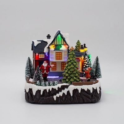 ΠΛΑΤΕΙΑ, ΜΕ ΑΓΙΟ ΒΑΣΙΛΗ ΚΑΙ ΧΡΙΣΤΟΥΓΕΝΝΙΑΤΙΚΟ ΔΕΝΤΡΟ, ΜΕ ΦΩΣ ΚΑΙ ΚΙΝΗΣΗ, ΜΠΑΤΑΡΙΑΣ, 20x15x17.2cm (600-47933)