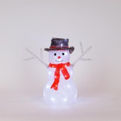 ΑΚΡΥΛΙΚΟΣ ΧΙΟΝΑΝΘΡΩΠΟΣ, ΜΕΤΑΣΧΗΜΑΤΙΣΤΗ, 40 ΛΕΥΚΑ LED, 31x18x34cm, ΠΡΟΕΚΤΑΣΗ ΠΑΡΟΧΗΣ 5m, IP44 (600-47215)