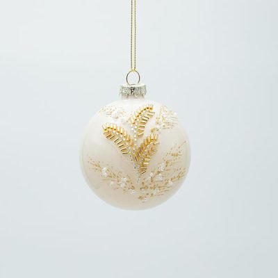 ΓΥΑΛΙΝΗ ΜΠΑΛΑ, ΜΠΕΖ ΜΕ 3D ΧΡΥΣΑ ΦΥΛΛΑ, ΣΕΤ 4ΤΜΧ, 8cm (600-47463)