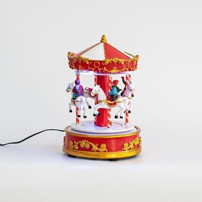 ΚΟΚΚΙΝΟ ΚΑΡΟΥΖΕΛ, 3 LED, ΜΕ ΜΕΤΑΣΧΗΜΑΤΙΣΤΗ, ΜΕ ΚΙΝΗΣΗ, 16x16x22cm (600-44847)