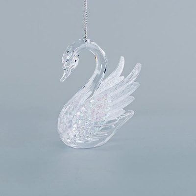 ΚΥΚΝΟΣ ΑΚΡΥΛΙΚΟΣ, ΜΕ ΑΣΠΡΟ GLITTER, 7×10,2cm (600-44644)