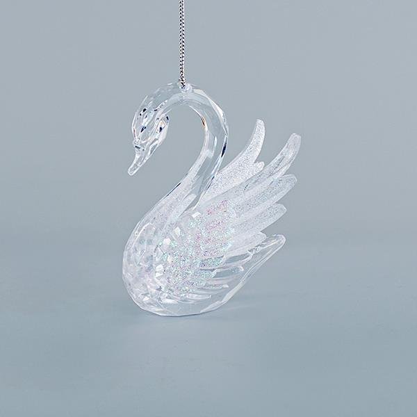 ΚΥΚΝΟΣ ΑΚΡΥΛΙΚΟΣ, ΜΕ ΑΣΠΡΟ GLITTER, 7x10,2cm (600-44644)