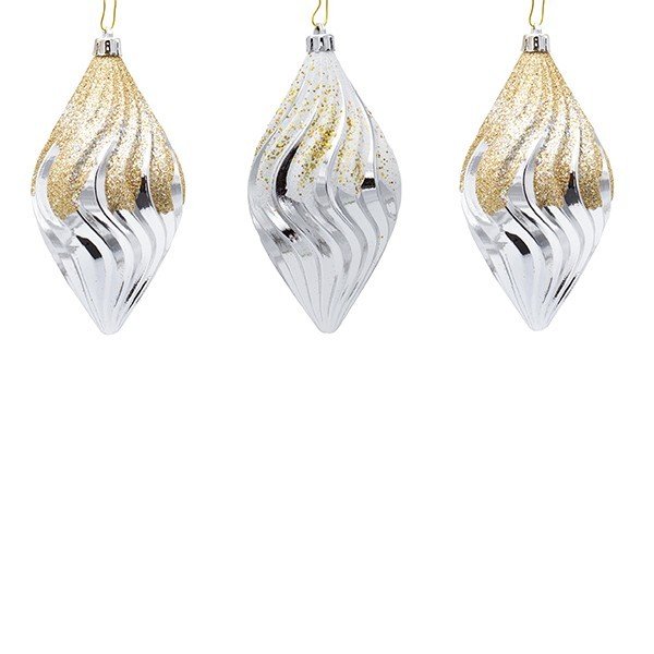 ΠΛΑΣΤΙΚΟ ΣΤΟΛΙΔΙ, ΑΣΗΜΙ, ΜΕ ΧΡΥΣΟ ΚΑΙ ΛΕΥΚΟ GLITTER, ΣΕΤ 3ΤΜΧ, 14cm (600-47804)