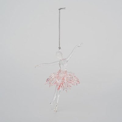 ΑΚΡΥΛΙΚΗ ΜΠΑΛΑΡΙΝΑ, ΔΙΑΦΑΝΗ, ΜΕ ΡΟΖ ΦΟΥΣΤΑ, 9,5x15cm (600-45608)