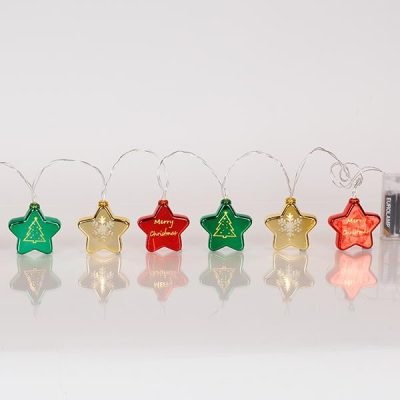 ΣΕΙΡΑ, 10 LED 5mm, ΠΛΑΣΤΙΚΑ ΧΡΩΜΑΤΙΣΤΑ ΑΣΤΕΡΙΑ, ΜΠΑΤΑΡΙΑΣ 3xAA, ΧΡΟΝΟΔΙΑΚΟΠΤΗ, ΔΙΑΦΑΝΟ PVC ΚΑΛΩΔΙΟ, ΘΕΡΜΟ ΛΕΥΚΟ LED ΑΝΑ 10cm, ΠΡΟΕΚΤΑΣΗ ΠΑΡΟΧΗΣ 30cm, IP20 (600-03061)