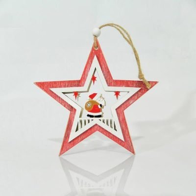 ΑΣΤΕΡΑΚΙ ΞΥΛΙΝΟ, ΚΟΚΚΙΝΟ, ΜΕ ΑΓΙΟ ΒΑΣΙΛΗ, 25x15x1,5cm (600-40553)