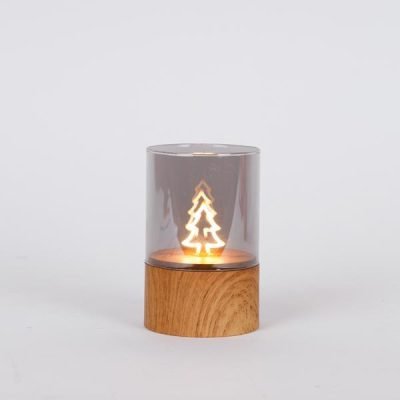 ΦΩΤΙΖΩΜΕΝΟ ΓΥΑΛΙΝΟ ΔΙΑΚΟΣΜΗΤΙΚΟ, ΜΕ ΔΕΝΤΡΟ ΣΤΟ ΕΣΩΤΕΡΙΚΟ, ΜΠΑΤΑΡΙΑΣ 2xAA, TIMER, 60 ΘΕΡΜΑ ΛΕΥΚΑ LED, 8×12,5cm, IP44 (600-47239)