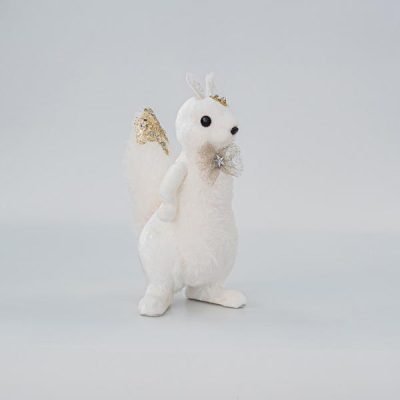 ΒΕΛΟΥΔΙΝΟΣ ΣΚΙΟΥΡΟΣ, ΜΕ ΦΙΟΓΚΟ, ΑΣΠΡΟΣ, 15x14x27cm (600-45585)