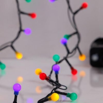 ΣΕΙΡΑ, 100 LED 3mm, ΧΡΩΜΑΤΙΣΤΕΣ ΜΠΑΛΙΤΣΕΣ 0.9cm, 31V ΜΕΤΑΣΧΗΜΑΤΙΣΤΗ, 8 ΠΡΟΓΡΑΜΜΑΤΑ & ΜΝΗΜΗ, ΠΡΑΣΙΝΟ PVC ΚΑΛΩΔΙΟ, ΧΡΩΜΑΤΙΣΤΟ LED ΑΝΑ 3cm, ΠΡΟΕΚΤΑΣΗ ΠΑΡΟΧΗΣ 3m, IP44 (600-03923)