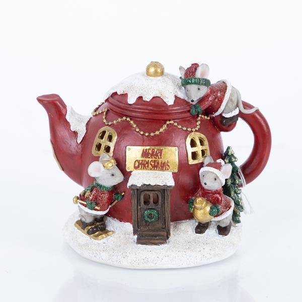 ΤΣΑΓΙΕΡΑ ΠΟΛΥΡΕΖIN, ΚΟΚΚΙΝΗ, ΦΩΤΙΖΟΜΕΝΗ, ΜΕ ΠΟΝΤΙΚΑΚΙΑ, 11x12x15cm (600-46245)